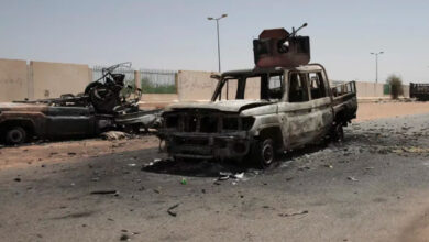 Destroyed military vehicles in Khartoum, Sudan, on April 20. MARWAN ALI/THE ASSOCIATED PRESS