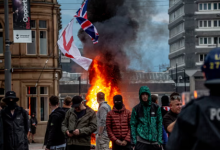 Far-right activists protest in Sunderland on 2 August. Public unrest across the country has led to more than 700 arrests. Photograph: Drik/Getty Images