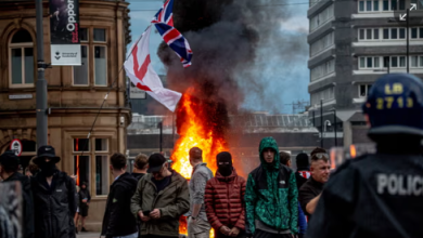 Far-right activists protest in Sunderland on 2 August. Public unrest across the country has led to more than 700 arrests. Photograph: Drik/Getty Images