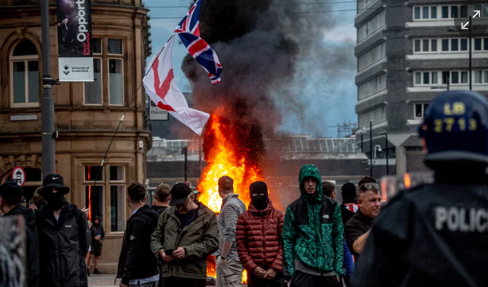 Far-right activists protest in Sunderland on 2 August. Public unrest across the country has led to more than 700 arrests. Photograph: Drik/Getty Images