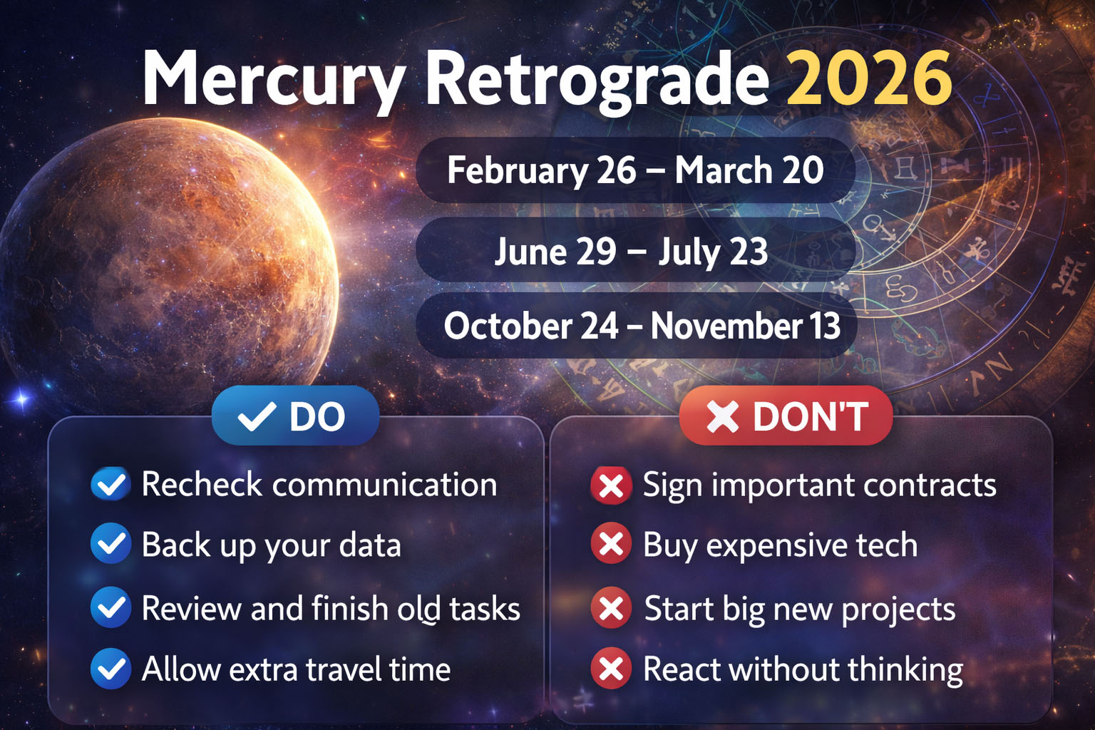 Mercury retrograde 2026 dates