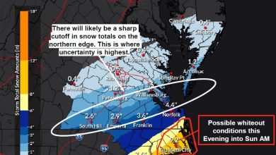 Updated snow totals for southeastern Virginia: Forecast down -Pilot