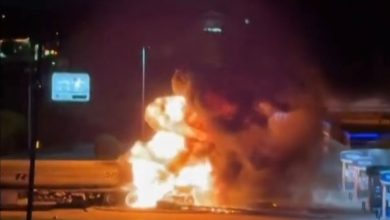 Tanker carrying 9K gallons of gas erupts in flames after hitting power lines in Texas