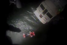 Coast Guard helicopter rescues 4 from broken-down yacht caught in 12-foot waves off Long Island: heart-stopping video