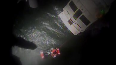 Coast Guard helicopter rescues 4 from broken-down yacht caught in 12-foot waves off Long Island: heart-stopping video