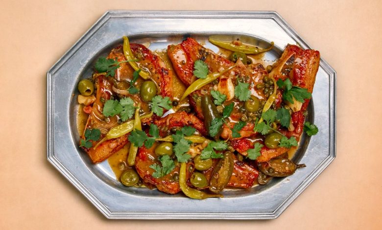 Green Chile Puttanesca Pork Chops