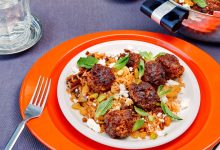 Spiced Meatballs With Golden Raisin–Pistachio Pilaf