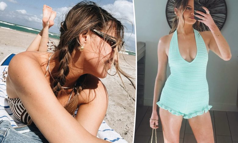Kelsea Ballerini stuns in striped bikini before hinting at new music collab