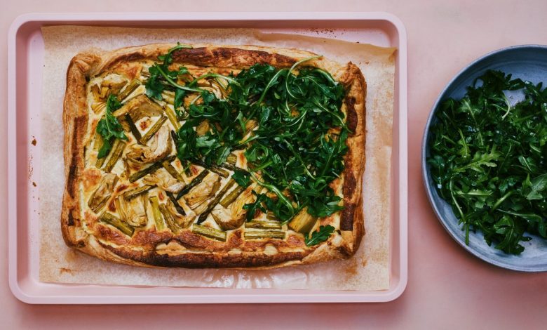 Asparagus and Marinated Artichoke Galette