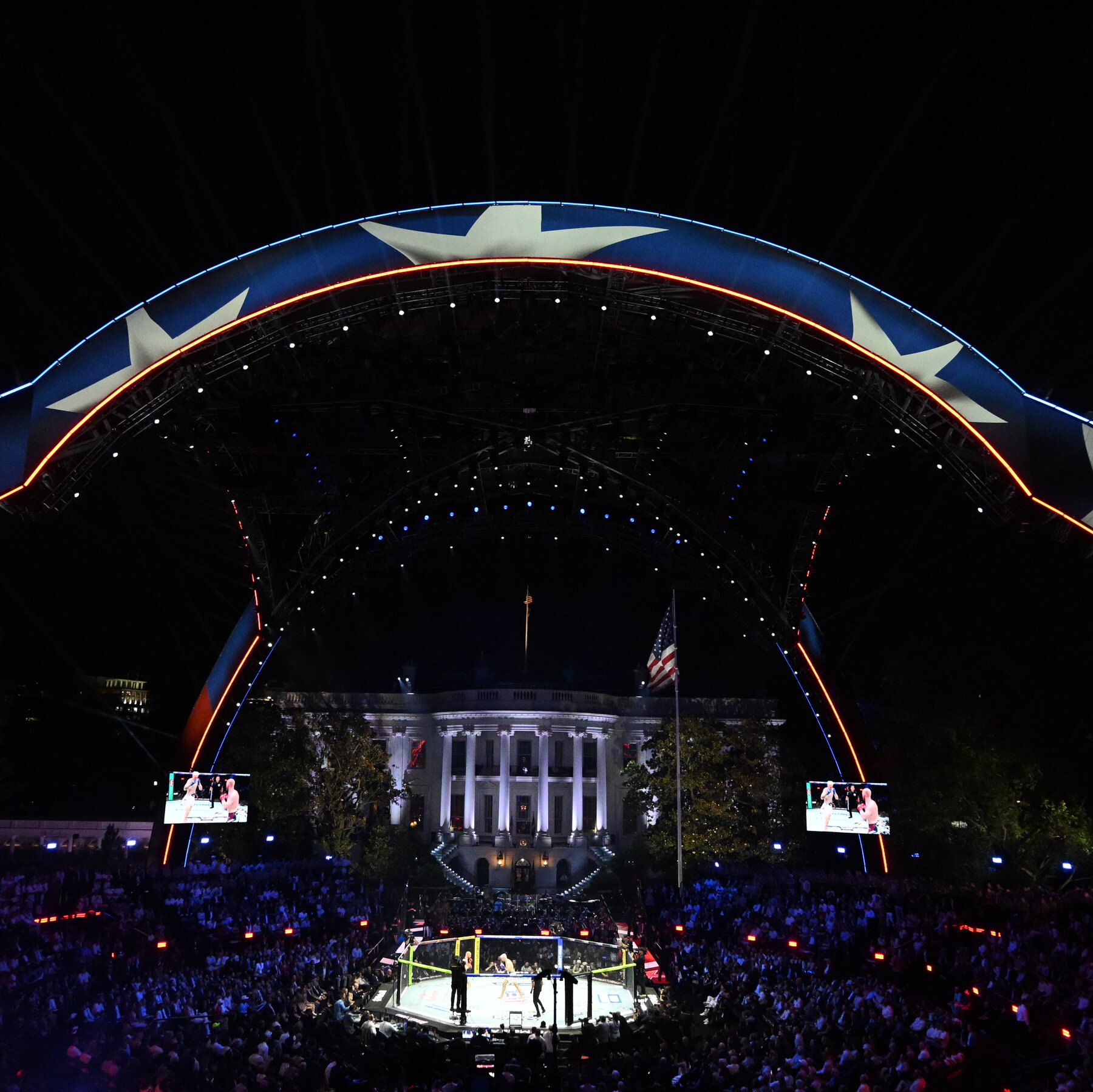 For His 80th Birthday, Trump Brought a Cage Match to the White House Lawn