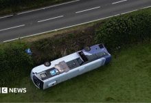 Major incident declared after bus crash near roundabout in Wales