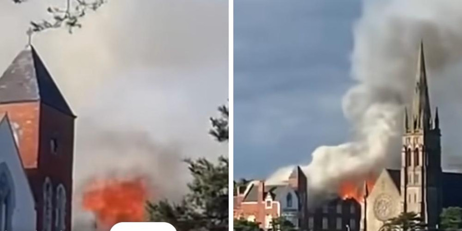 Historic Northern Ireland convent near St Patrick’s chapel engulfed in a massive fire as police probe suspected arson