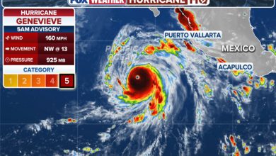 Major Hurricane Genevieve roars in the Pacific as Fausto weakens to a tropical storm near Hawaii