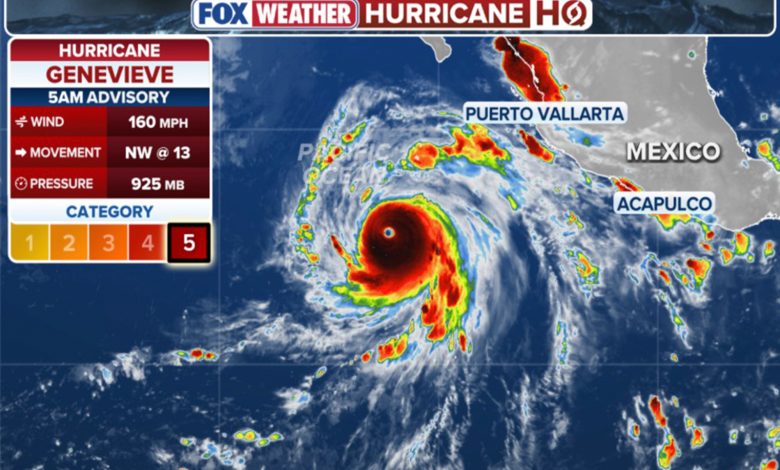 Major Hurricane Genevieve roars in the Pacific as Fausto weakens to a tropical storm near Hawaii