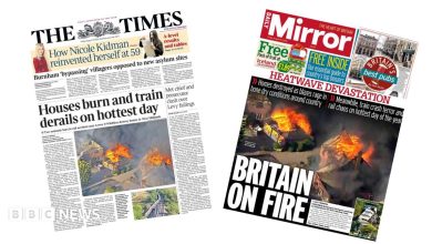 The Papers: ‘Houses burn and train derails on hottest day’ and ‘Britain on fire’