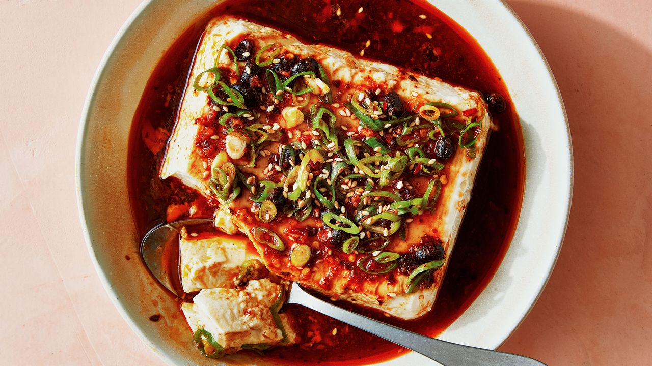 Cold Silken Tofu With Chili Crisp Dressing