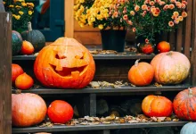 pumpkins on doorstep
