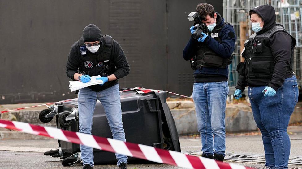Image caption, A big deployment of police and emergency services has been present at the scene