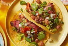 Mexican tacos - carne asada tacos on a plate