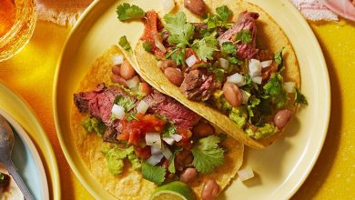Mexican tacos - carne asada tacos on a plate