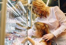 A mother and her daughter shopping in a supermarket