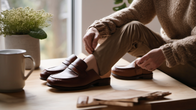 AI-generated image: A person is sitting on a wooden table, wearing a brown sweater and brown pants.