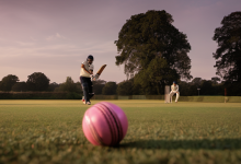 AI-generated image: The image shows a cricket match in progress.