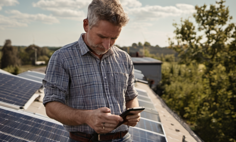 AI-generated image: A middle-aged man with gray hair and a beard is standing on a rooftop.