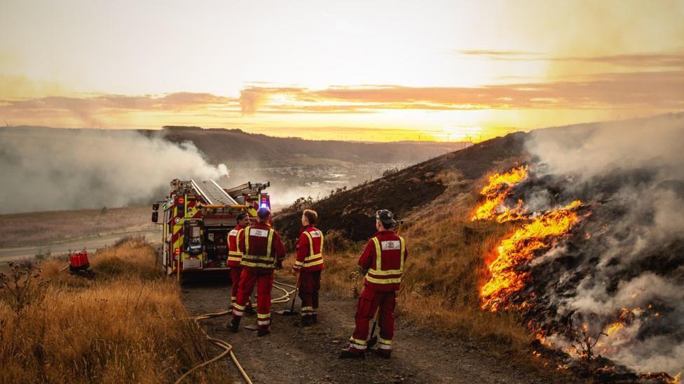 Image caption, Firefighters said this summer's wildfires were the worst they had experienced