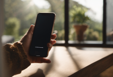 AI-generated image: A person's hand is holding a smartphone.