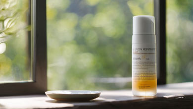 AI-generated image: A white skincare product bottle with a pump mechanism is in the foreground.