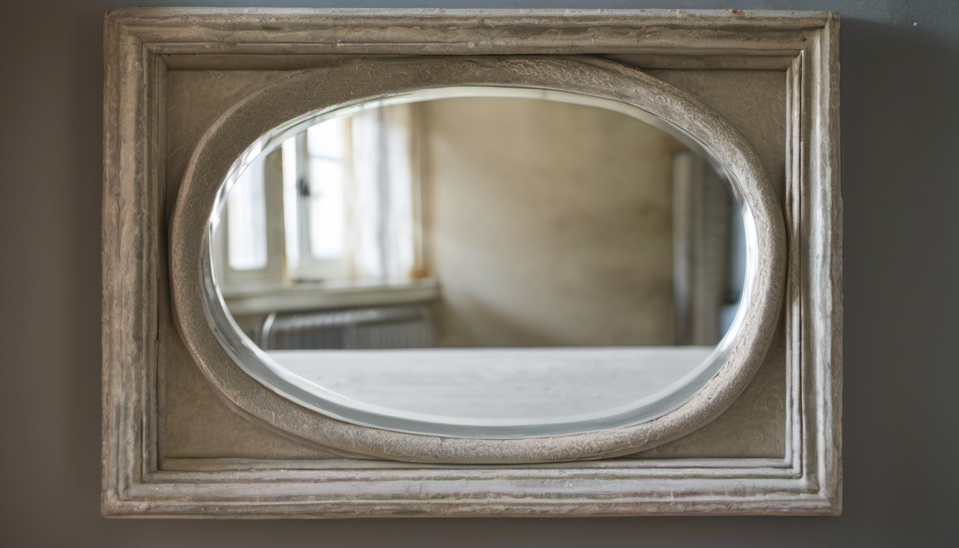 AI-generated image: A rectangular mirror with an oval mirror within a decorative frame.
