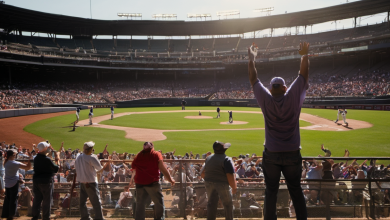 AI-generated image: The image shows a baseball stadium with a large crowd of spectators.