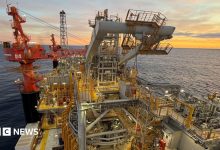 The Petrojarl Rosebank, a floating production, storage and offloading vessel (FPSO) moored above the Rosebank oil field in the North Atlantic