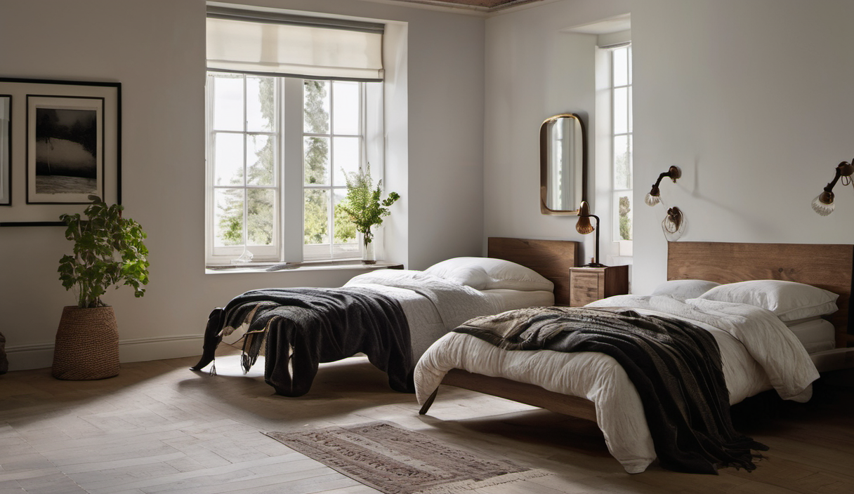 AI-generated image: The image shows a bedroom with two twin beds.