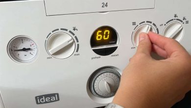 Checking the central heating temperature on our Ideal combi boiler. Photo: Skint Dad.