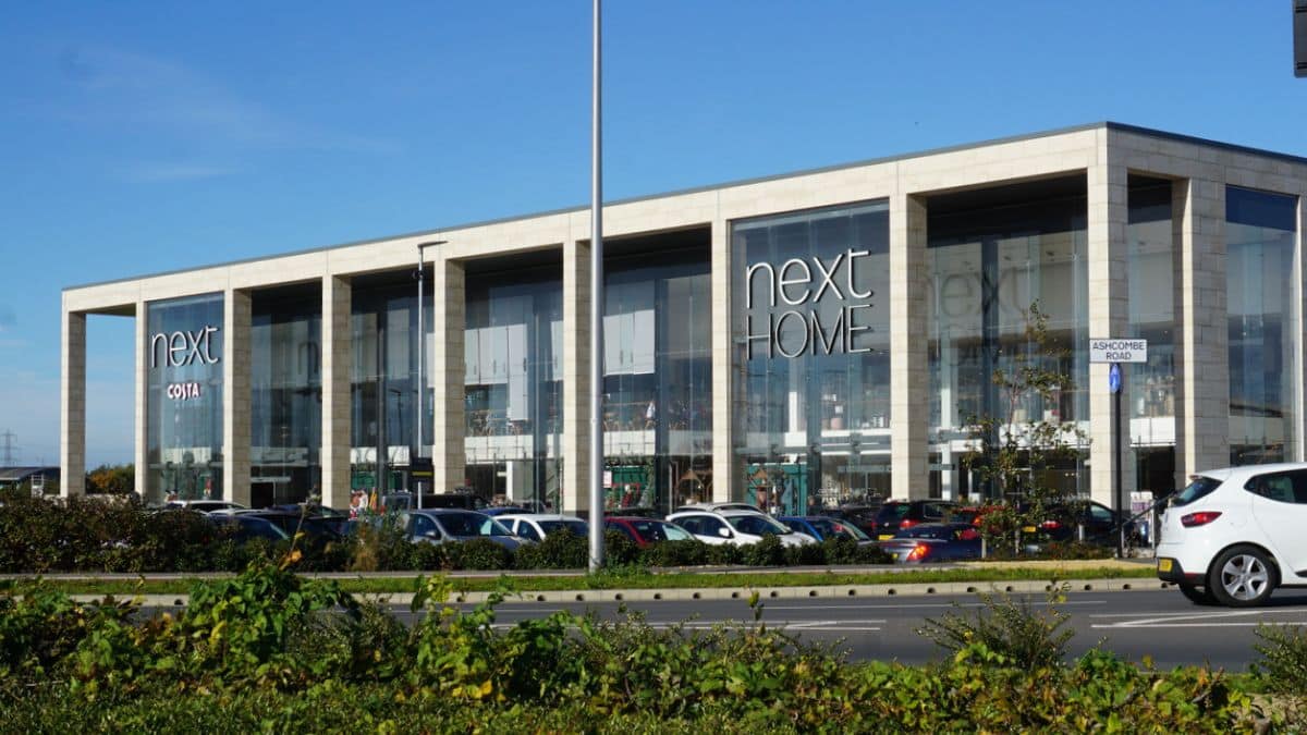 Exterior of a NEXT store at Kingswood Retail Park in Hull