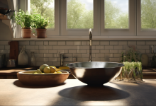 AI-generated image: The image shows a kitchen scene.