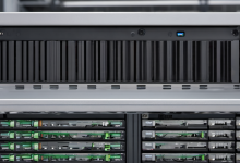 AI-generated image: A server rack with multiple server units and storage devices.
