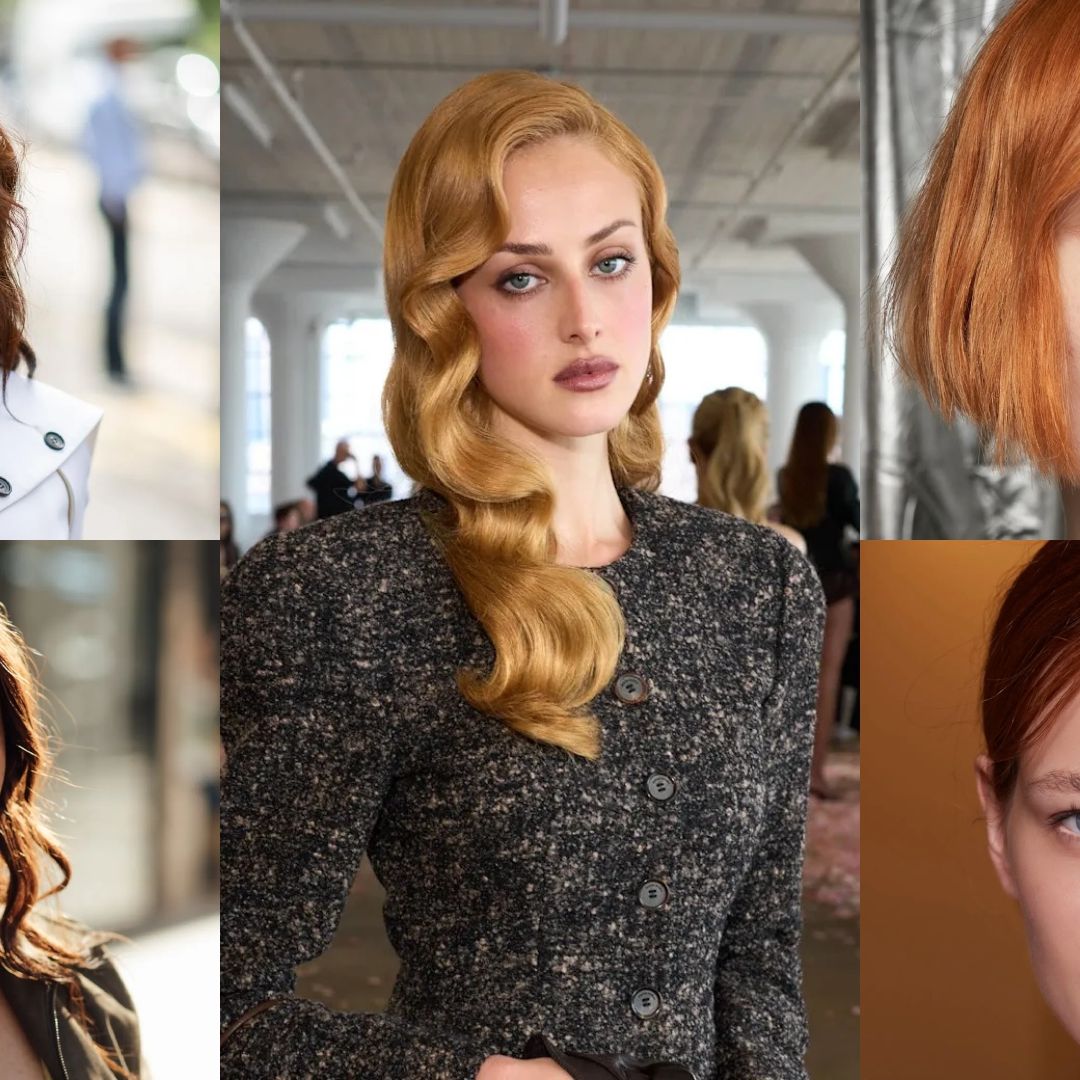 collage of women with different shades of red hair
