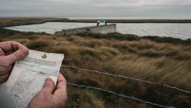 AI-generated image: A person's hands are holding a weathered, aged document with a dark background.