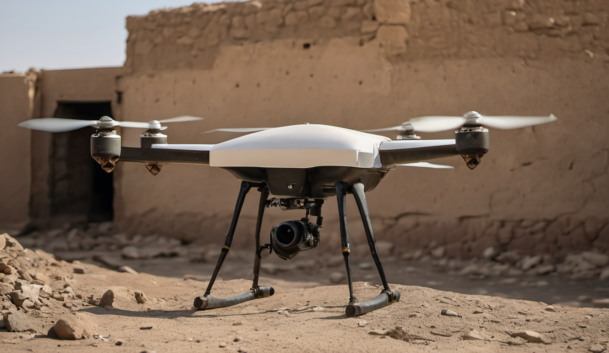AI-generated image: A drone is the main foreground subject.