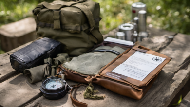 AI-generated image: A green military-style backpack is in the foreground.