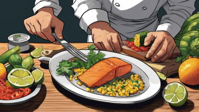 AI-generated conceptual illustration: Chef Chris Valdes Shares Salmon Recipe That Helped Him Drop 40 Pounds