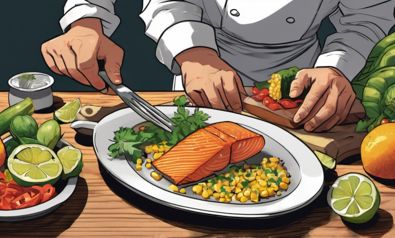 AI-generated conceptual illustration: Chef Chris Valdes Shares Salmon Recipe That Helped Him Drop 40 Pounds