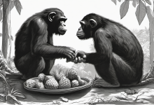 AI-generated conceptual illustration: Chimps Steal Less From Friends: New Study Reveals Social Expectations in Primates
