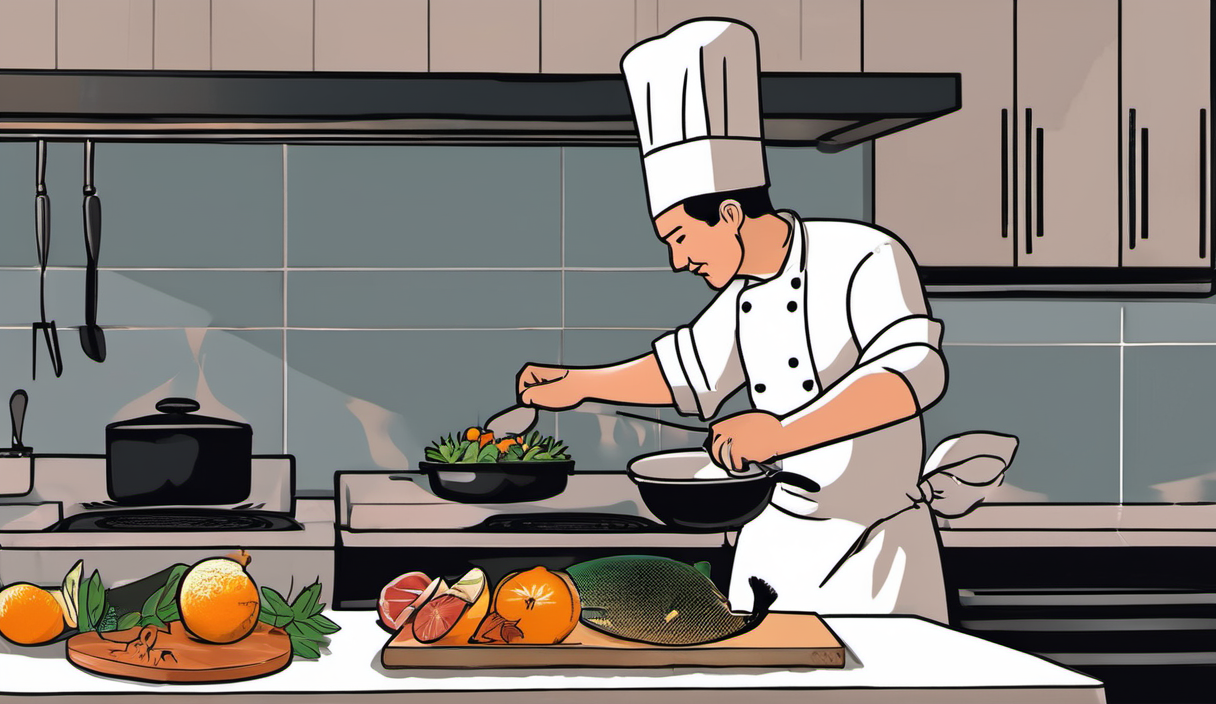 AI-generated conceptual illustration: How TV Chef Chris Valdes Dropped 40 Pounds Without Compromising His Cooking
