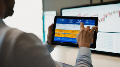 AI-generated image: A man is holding a tablet in his hands, using it to view a screen.