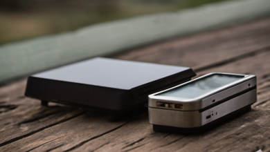 AI-generated image: Two rectangular objects are placed on a wooden surface.