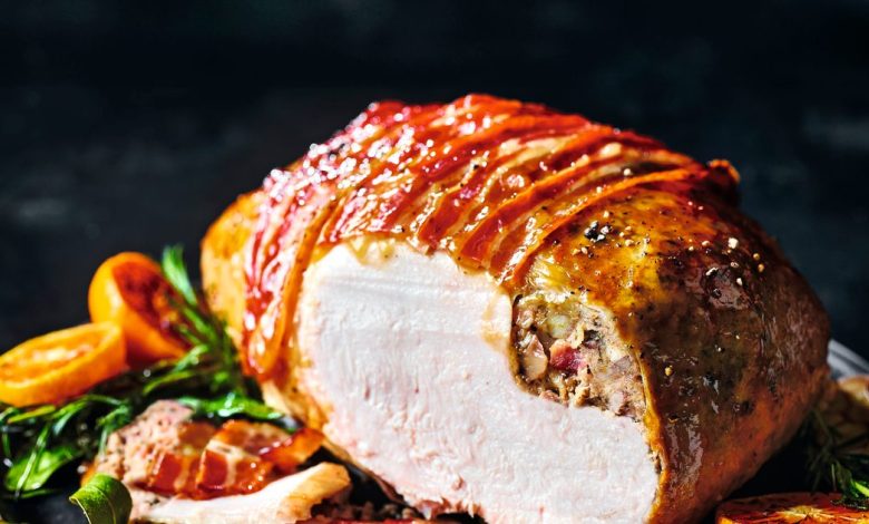 M&S Oakham turkey crown stuffed with caramelised Italian chestnuts, pancetta, Calabrian orange & thyme